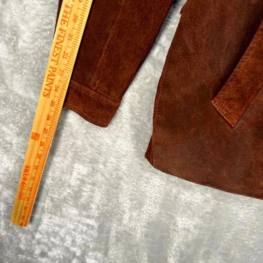 Vtg 80s Windsor Leatherwear Jacket Mens 40 Brown Suede Leather Full Zip Western